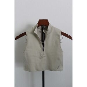 TALA Zahara Half‎ Zip Crop Top Sports Bra Beige XS Sleeveless Mock Neck